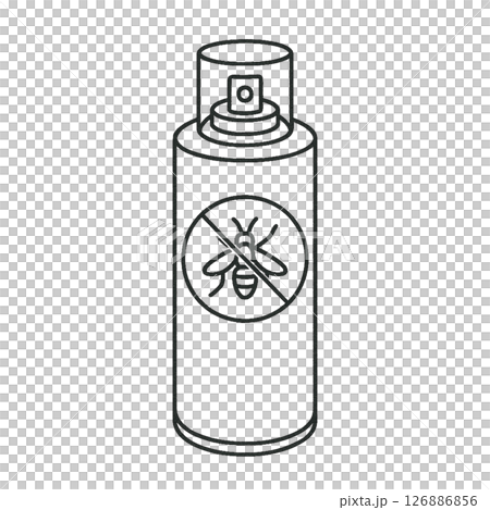 殺虫剤の線画イラスト、虫除けスプレー、シンプル、アイコン、素材、背景なし 126886856