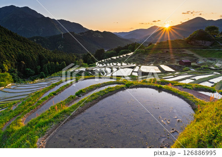 《三重県》丸山千枚田の夕暮れ 126886995