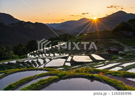 《三重県》丸山千枚田の夕暮れ 《三重県》丸山千枚田の夕暮れ 126886996