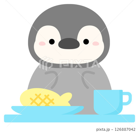 給食を食べるペンギン 126887042