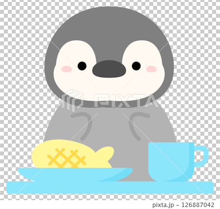 給食を食べるペンギン 126887042