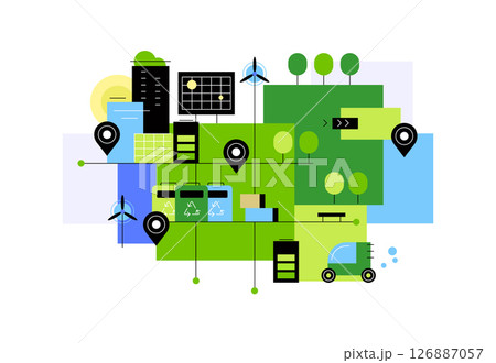 Urban recreation places. Eco lifestyle and smart city. Abstract map, infographic element 126887057