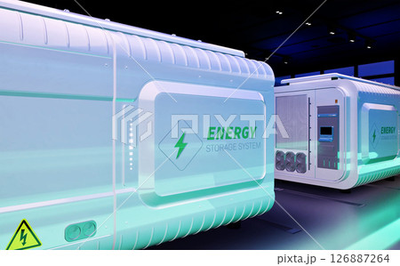 Energy storage systems or battery container units in factory Energy storage systems or battery container units in factory 126887264