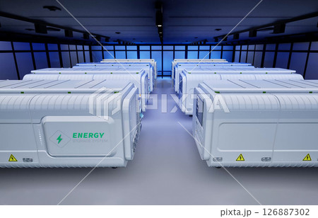 Energy storage systems or battery container units in factory 126887302