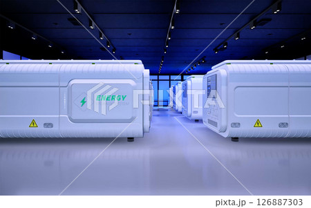 Energy storage systems or battery container units in factory Energy storage systems or battery container units in factory 126887303