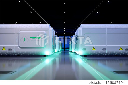 Energy storage systems or battery container units in factory Energy storage systems or battery container units in factory 126887304