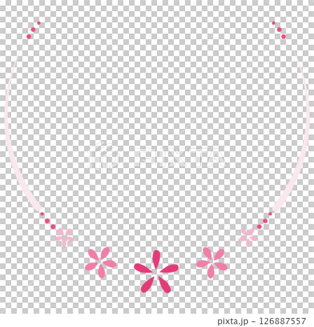 Bright pink flowers and round circle frame 126887557