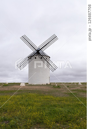 white wind mill in rural landscape white wind mill in rural landscape 126887708