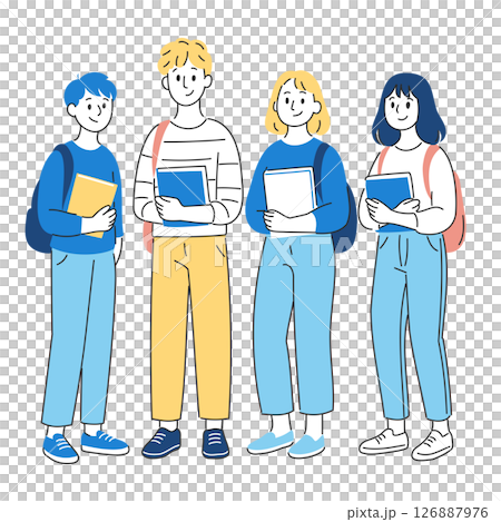 通学中の学生グループ 126887976