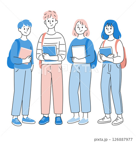 通学中の学生グループ 126887977