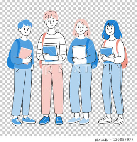 通学中の学生グループ 126887977