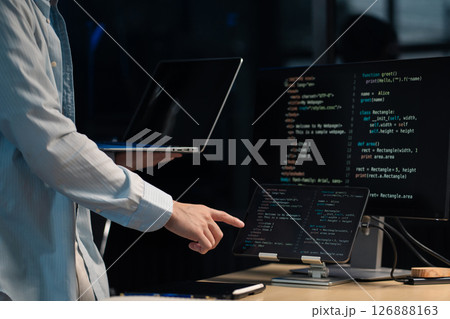 Development programmer male working in website a software and coding technology. Development programmer male working in website a software and coding technology. 126888163