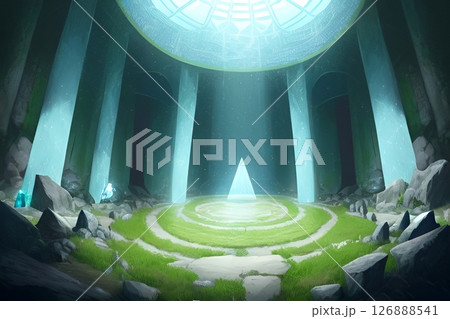 ゲーム背景　異世界召喚魔法に利用された遺跡の召喚の間 126888541