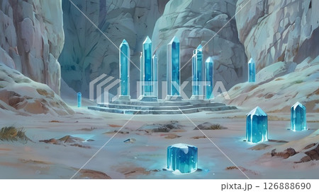 ゲーム背景 謎のクリスタルがある神殿ホール ゲーム背景 謎のクリスタルがある神殿ホール 126888690