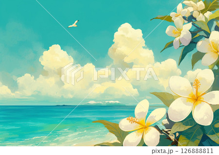 プルメリアが咲くビーチ プルメリアが咲くビーチ 126888811