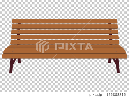 正面から見た誰も座っていない木製のベンチのベクターイラスト 126888816