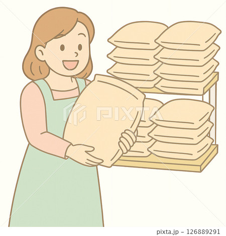 備蓄米を手に入れて喜んでいる女性 備蓄米を手に入れて喜んでいる女性 126889291