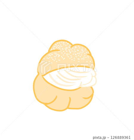 シンプル　シュークリーム　スイーツ　食べ物　イラスト 126889361
