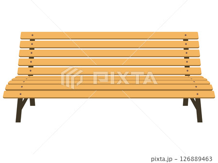 正面から見た誰も座っていない木製のベンチのベクターイラスト 正面から見た誰も座っていない木製のベンチのベクターイラスト 126889463
