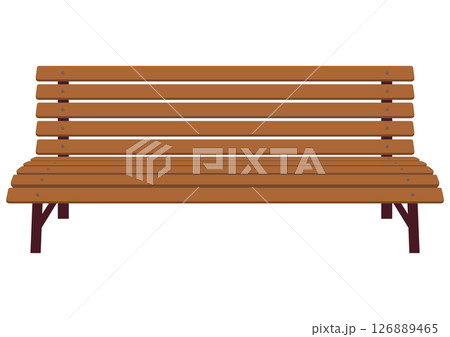 正面から見た誰も座っていない木製のベンチのベクターイラスト 正面から見た誰も座っていない木製のベンチのベクターイラスト 126889465