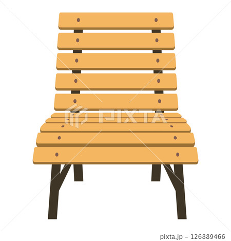 正面から見た誰も座っていない木製のベンチのベクターイラスト 126889466