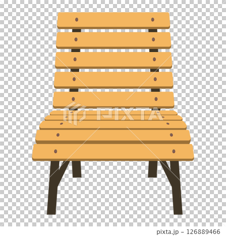 正面から見た誰も座っていない木製のベンチのベクターイラスト 126889466