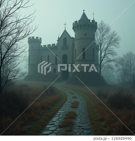 森の中に聳え立つ城 126889490