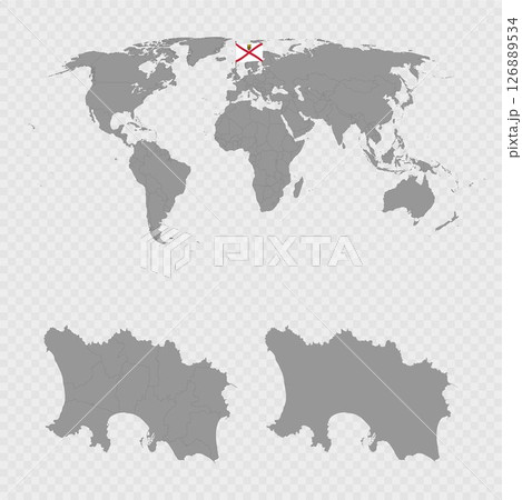Jersey Map Set with World Location. Jersey Map Set with World Location. 126889534
