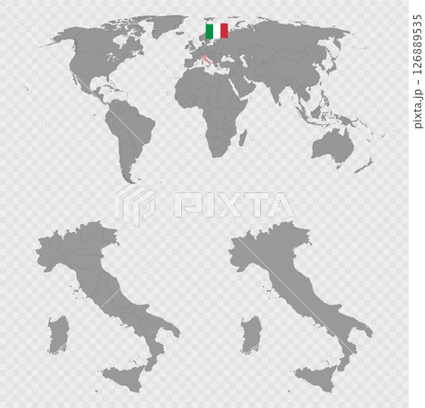 Italy Map Set with World Location. 126889535