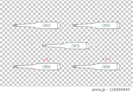 平熱や高熱の体温計のイラストセット 平熱や高熱の体温計のイラストセット 126889840