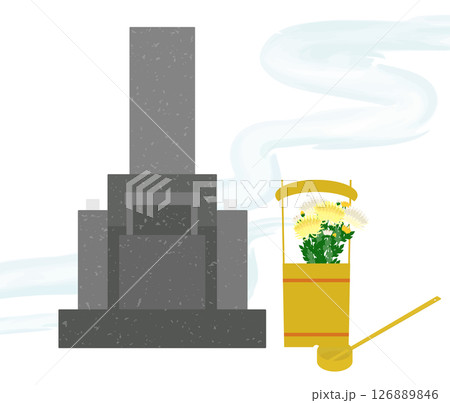 お墓参りのイメージイラスト 126889846