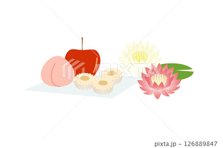 (飲食)お供え物のイメージイラスト (飲食)お供え物のイメージイラスト 126889847