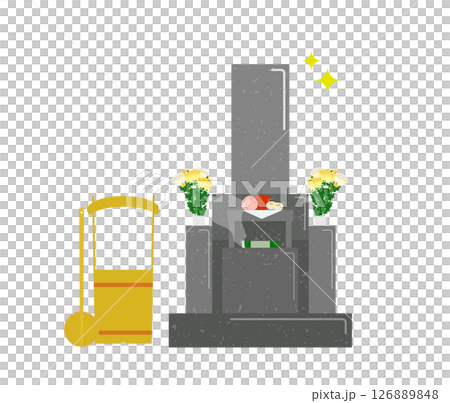 お墓参りのイメージイラスト 126889848