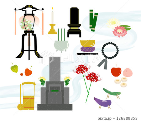 お盆のイメージイラストセット 126889855