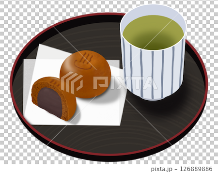 温泉まんじゅうと日本茶 126889886