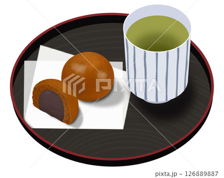 まんじゅうと日本茶 126889887