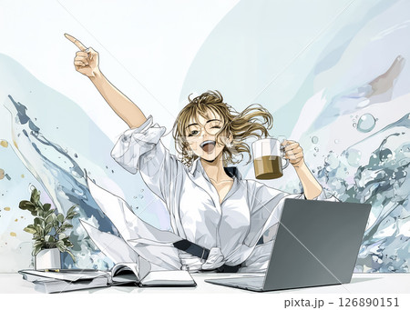 アイデアが浮かんだビジネスウーマンのイラスト素材 126890151