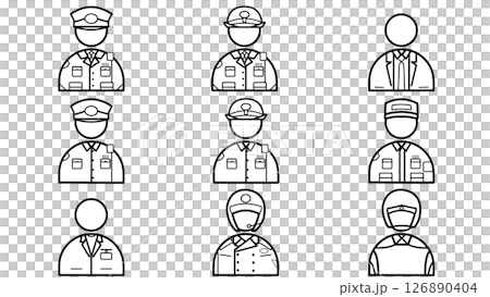 日本警察制服單色圖示集 126890404