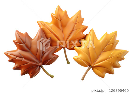 Three Autumn Maple Leaves 126890460
