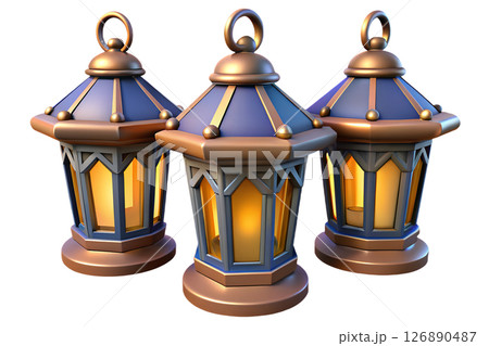 Three Lit Lanterns 126890487