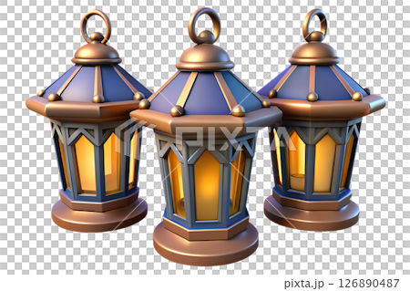 Three Lit Lanterns 126890487