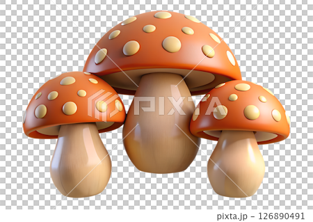 Three Cartoon Mushrooms 126890491