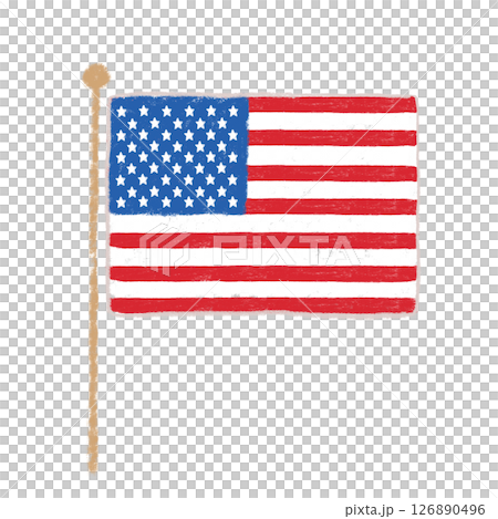 American flag with pole, crayon touch American flag with pole, crayon touch 126890496