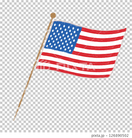 美國國旗在風中飄揚,蠟筆觸感 美國國旗在風中飄揚,蠟筆觸感 126890502