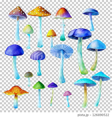 Colorful Watercolor Mushrooms Colorful Watercolor Mushrooms 126890522