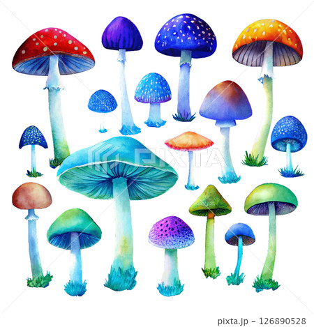 Colorful Mushrooms Collection 126890528