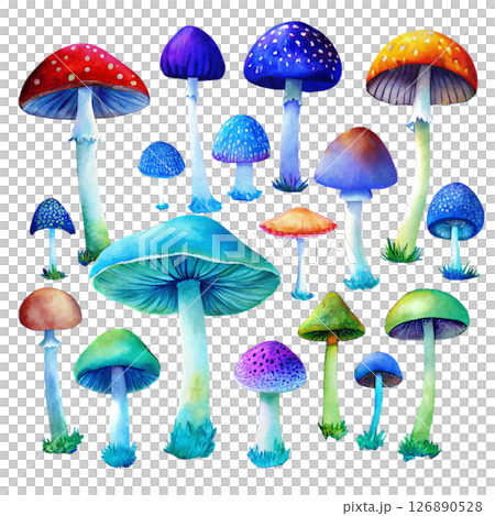 Colorful Mushrooms Collection 126890528
