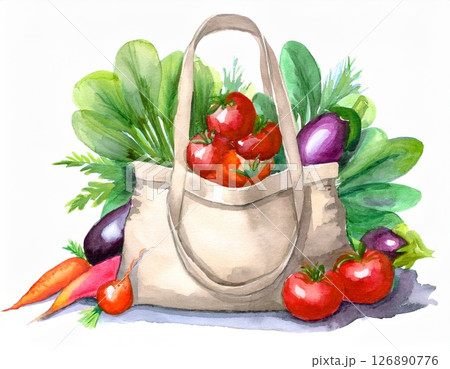 エコバックの中に野菜が入ったイラスト 126890776