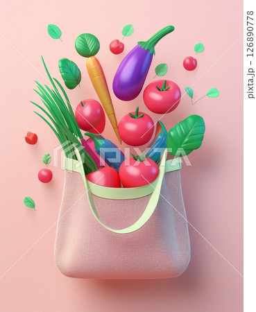 エコバックの中に野菜が入ったイラスト 126890778
