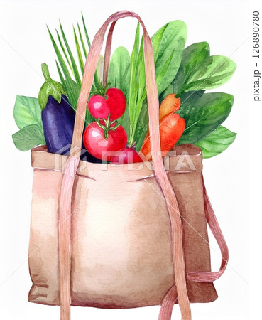 エコバックの中に野菜が入ったイラスト 126890780
